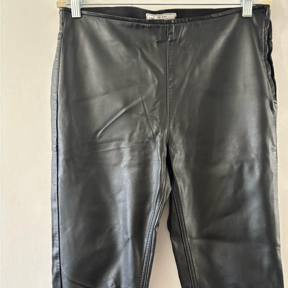 Free People Black Faux Leather High-Rise Pants - Picture 2 of 5